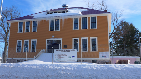 Boys' dormitory of Lac du Flambeau school, under renovation as language center for tribe