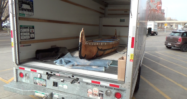 Canoe in UHaul to be transported to museum