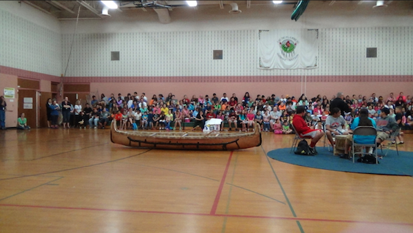 School assembly at Lac du FLambeau elementary school