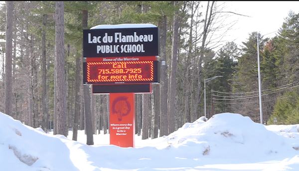 Sign in front of Lac du Flambeau Elementary School