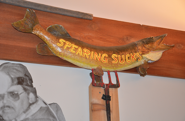 spear fishing protest sign